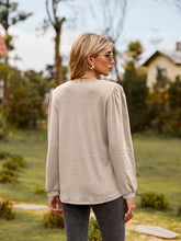 Load image into Gallery viewer, Puff Sleeve Ruffle Trim Blouse