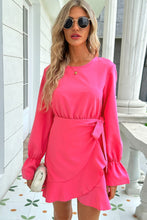 Load image into Gallery viewer, Round Neck Flounce Sleeve Ruffle Hem Mini Dress