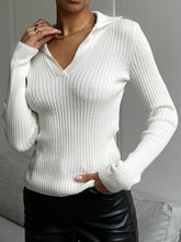 Load image into Gallery viewer, Johnny Collar Rib-Knit Top