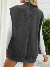 Load image into Gallery viewer, Collared Neck Sleeveless Denim Top with Pockets