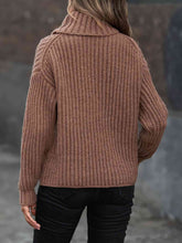 Load image into Gallery viewer, Turtleneck Rib-Knit Sweater