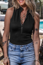 Load image into Gallery viewer, Zip Up Mock Neck Sleeveless Bodysuit