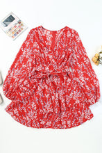 Load image into Gallery viewer, Printed Surplice Balloon Sleeve Layered Dress