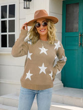 Load image into Gallery viewer, Star Round Neck Dropped Shoulder Sweater