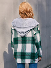 Load image into Gallery viewer, Plaid Dropped Shoulder Hooded Jacket