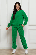 Load image into Gallery viewer, Round Neck Sweatshirt and Sweatpants Set