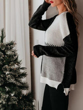 Load image into Gallery viewer, Color Block Round Neck Long Sleeve Sweater