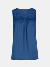 Load image into Gallery viewer, Lace Detail Round Neck Tank