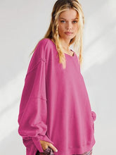 Load image into Gallery viewer, Slit Round Neck Dropped Shoulder T-Shirt