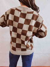 Load image into Gallery viewer, Checkered Open Front Button Up Cardigan