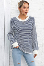 Load image into Gallery viewer, Striped Round Neck Long Sleeve Knit Top