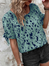 Load image into Gallery viewer, Tied Printed Boat Neck Blouse