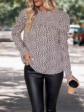 Load image into Gallery viewer, Printed Round Neck Puff Sleeve Blouse