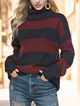 Load image into Gallery viewer, Striped Turtleneck Long Sleeve Sweater