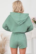 Load image into Gallery viewer, Drawstring Waist Hooded Romper with Pockets