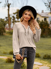 Load image into Gallery viewer, Puff Sleeve Ruffle Trim Blouse