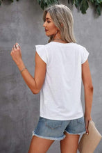 Load image into Gallery viewer, Ruffled Round Neck Cap Sleeve T-Shirt