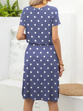 Load image into Gallery viewer, Round Neck Short Sleeve Slit Dress with Pockets