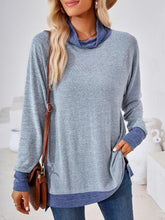 Load image into Gallery viewer, Contrast Mock Neck Long Sleeve T-Shirt