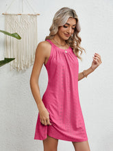 Load image into Gallery viewer, Eyelet Grecian Neck Mini Dress