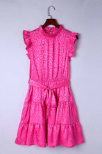 Load image into Gallery viewer, Leopard Tie Belt Tiered Dress