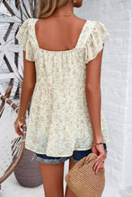 Load image into Gallery viewer, Printed Square Neck Cap Sleeve Blouse
