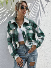 Load image into Gallery viewer, Plaid Dropped Shoulder Shirt Jacket