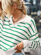 Load image into Gallery viewer, Striped Collared Neck Knit Top