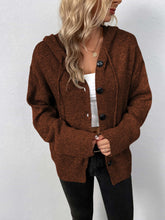 Load image into Gallery viewer, Button-Down Long Sleeve Hooded Sweater