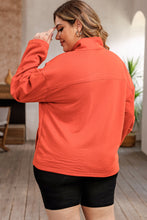 Load image into Gallery viewer, Plus Size Zip-Up Dropped Shoulder Sweatshirt