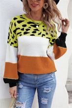 Load image into Gallery viewer, Color Block Round Neck Lantern Sleeve Sweater