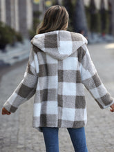 Load image into Gallery viewer, Plaid Open Front Hooded Coat
