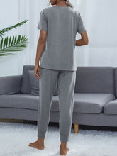 Load image into Gallery viewer, Round Neck Short Sleeve Top and Pants Set