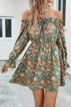 Load image into Gallery viewer, Floral Off-Shoulder Flounce Sleeve Dress