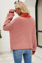 Load image into Gallery viewer, Striped Collared Neck Buttoned Pullover Sweater