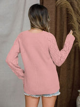 Load image into Gallery viewer, Openwork Round Neck Raglan Sleeve Sweater