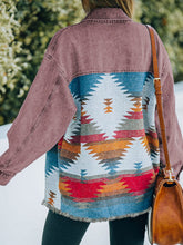 Load image into Gallery viewer, Dropped Shoulder Long Sleeve Printed Denim Jacket