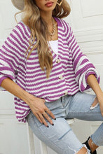 Load image into Gallery viewer, Striped Button Up Long Sleeve Cardigan