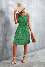 Load image into Gallery viewer, Printed V-Neck Tie Waist Mini Dress