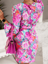 Load image into Gallery viewer, Floral Print Round Neck Long Sleeve Dress