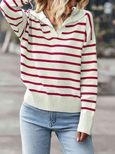 Load image into Gallery viewer, Striped Collared Neck Knit Top