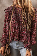 Load image into Gallery viewer, Ruffled Floral Waffle-Knit Blouse