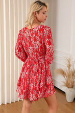 Load image into Gallery viewer, Printed Surplice Balloon Sleeve Layered Dress