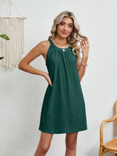 Load image into Gallery viewer, Eyelet Grecian Neck Mini Dress