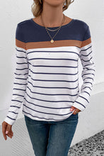 Load image into Gallery viewer, Striped Round Neck Long Sleeve T-Shirt