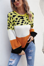 Load image into Gallery viewer, Color Block Round Neck Lantern Sleeve Sweater