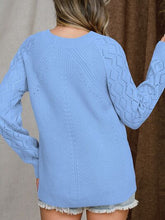 Load image into Gallery viewer, Openwork Round Neck Raglan Sleeve Sweater