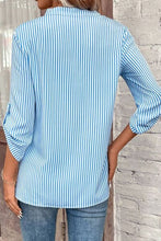 Load image into Gallery viewer, Striped Notched Roll-Tab Sleeve Shirt