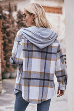 Load image into Gallery viewer, Plaid Dropped Shoulder Hooded Jacket