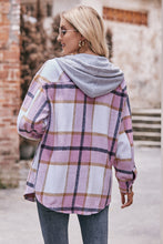 Load image into Gallery viewer, Plaid Dropped Shoulder Hooded Jacket